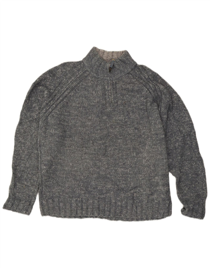 Maglione da uomo Marks & Spencer con collo con zip blu Harbour XL grigio chiazzato