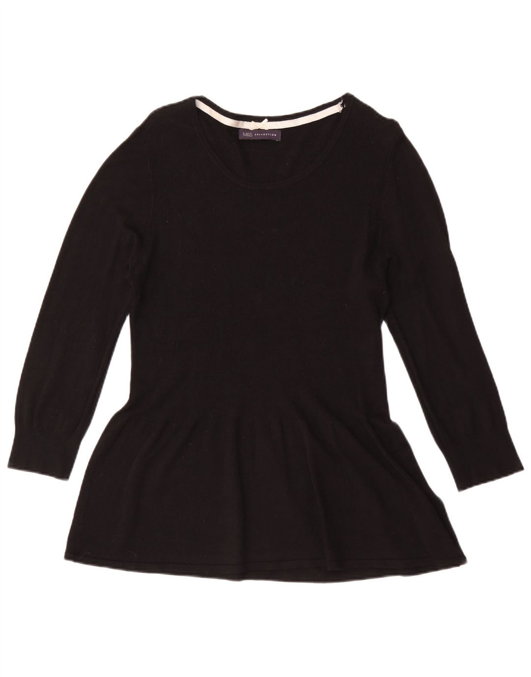 Top tunica manica 3/4 da donna Marks & Spencer UK 14 viscosa nera media