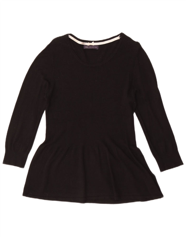 Top tunica manica 3/4 da donna Marks & Spencer UK 14 viscosa nera media