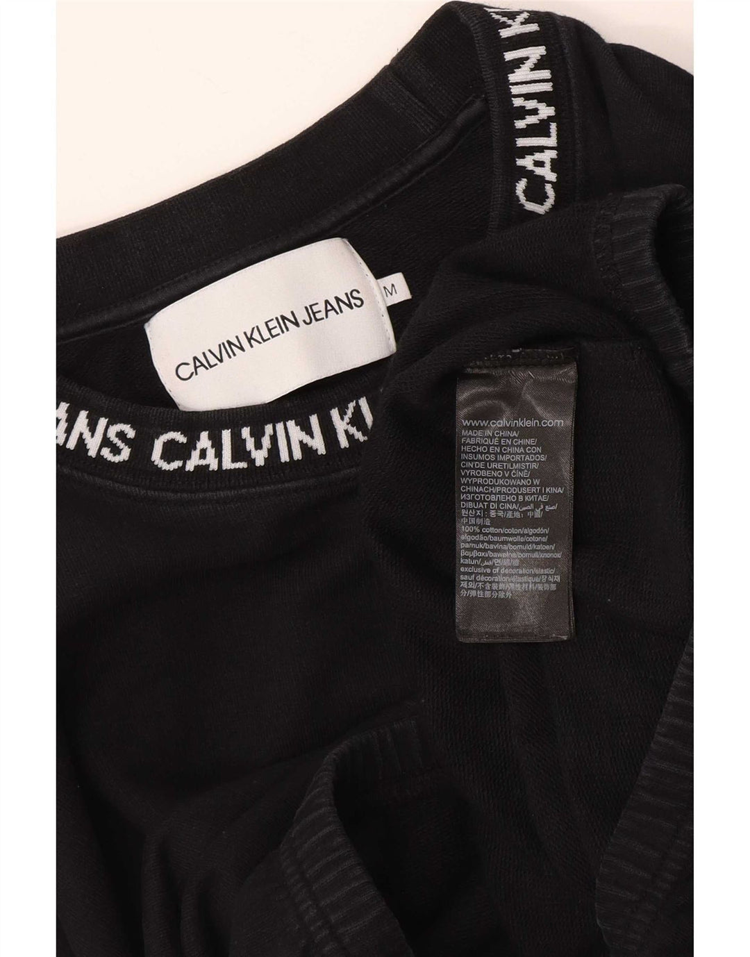 Calvin Klein Jeans Donna Graphic Crop Felpa Maglione UK 14 Medio Nero