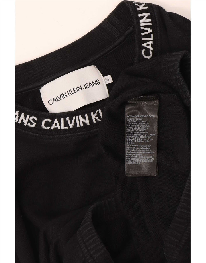 Calvin Klein Jeans Donna Graphic Crop Felpa Maglione UK 14 Medio Nero