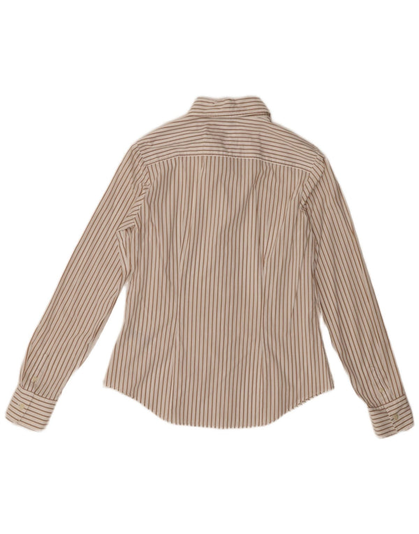 Camicia elasticizzata da donna Tommy Hilfiger US 8 cotone a righe beige medio