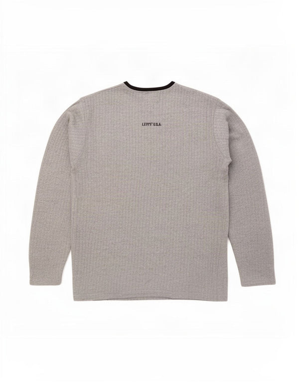 Levi's Mens V-Neck Jumper Sweater Large Grey Cotton