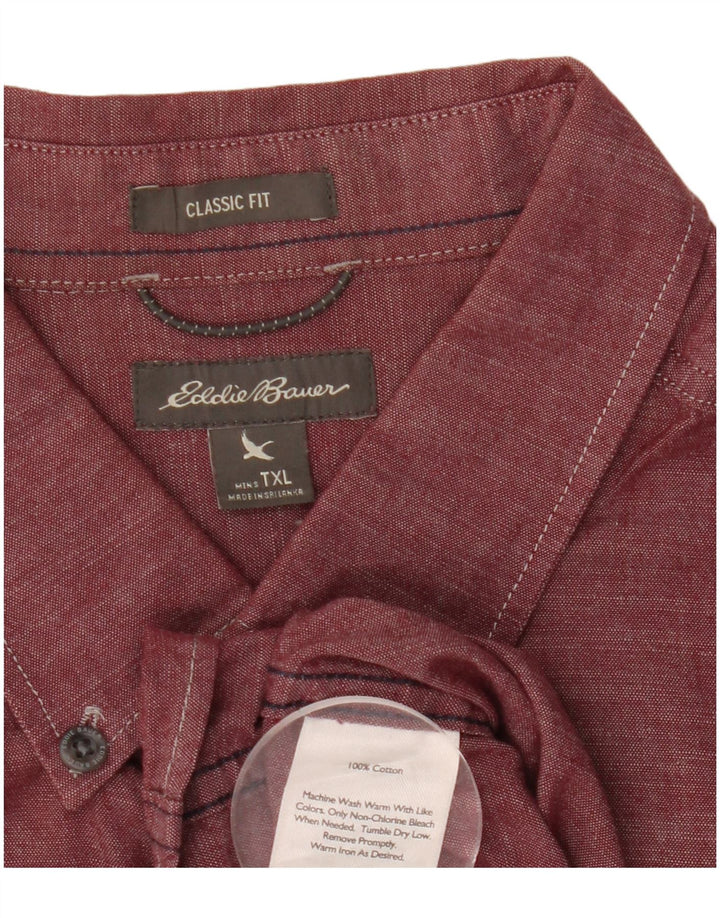 EDDIE BAUER Camicia da uomo alta classica vestibilità XL Borgogna