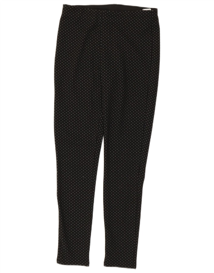 Pantaloni casual slim da donna Zara medi W28 L28 poliestere geometrico nero