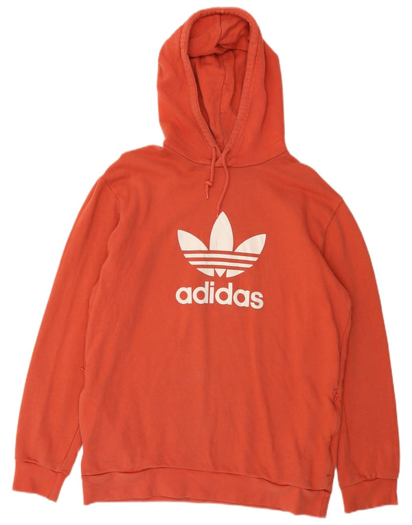 Maglione con cappuccio grafico da uomo Adidas in cotone rosso medio