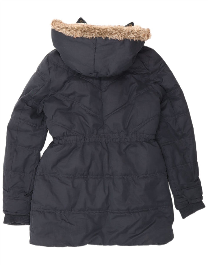 Cappotto imbottito in sherpa con cappuccio da donna Fat Face UK 12 Poliestere medio blu navy