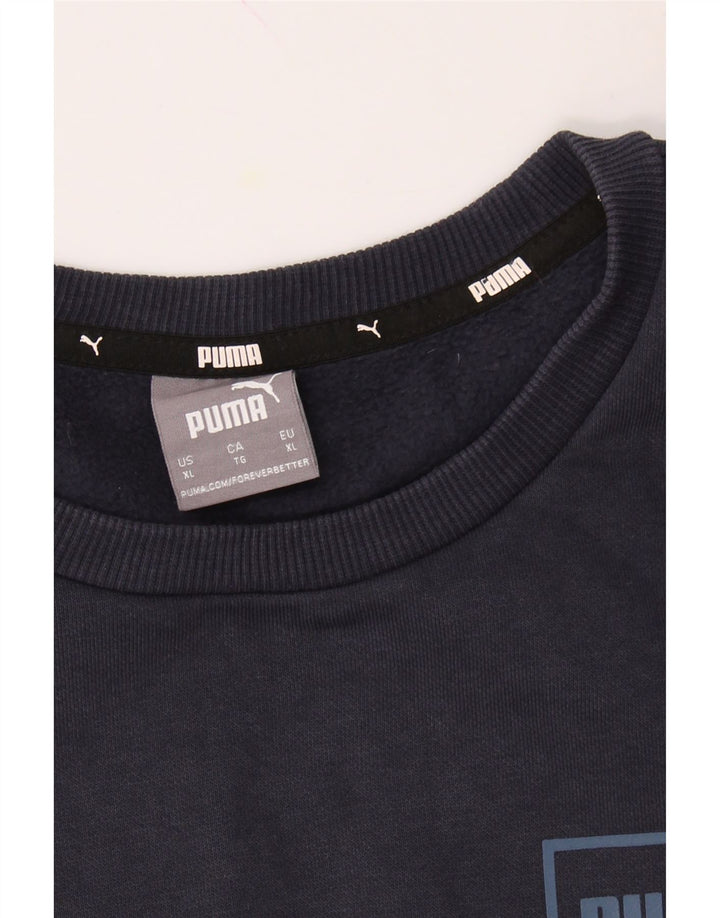 PUMA Mens Sweatshirt Jumper XL Navy Blue Cotton Vintage Puma and Second-Hand Puma from Messina Hembry 