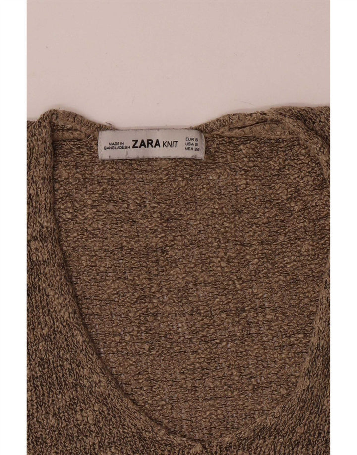 Maglione Zara da donna con scollo a V UK 10 piccolo marrone