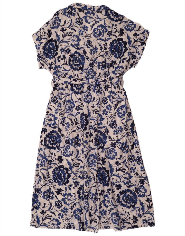 Abito lungo da donna a maniche corte ZARA UK 20 2XL cotone floreale blu