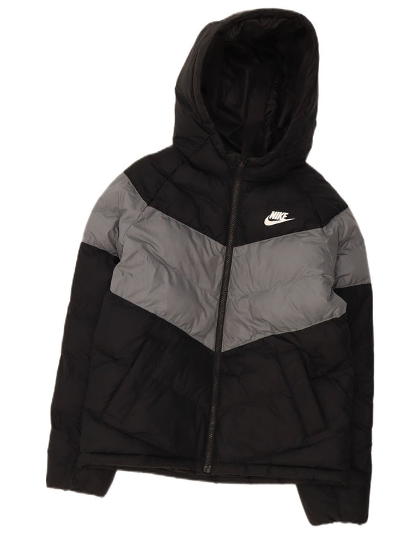 Giacca imbottita con cappuccio Nike da ragazzo 12-13 anni in poliestere color block nero