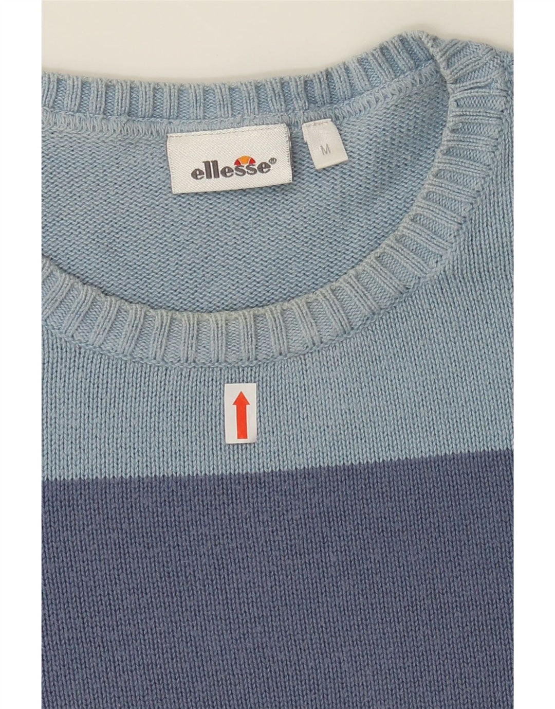 ELLESSE Womens Crew Neck Jumper Sweater UK 14 Medium Blue Colourblock Vintage Ellesse and Second-Hand Ellesse from Messina Hembry 