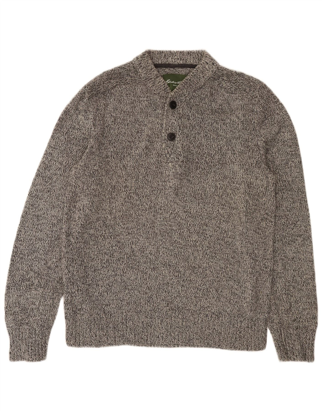 EDDIE BAUER Maglione da uomo con collo a bottoni in cotone screziato grigio medio