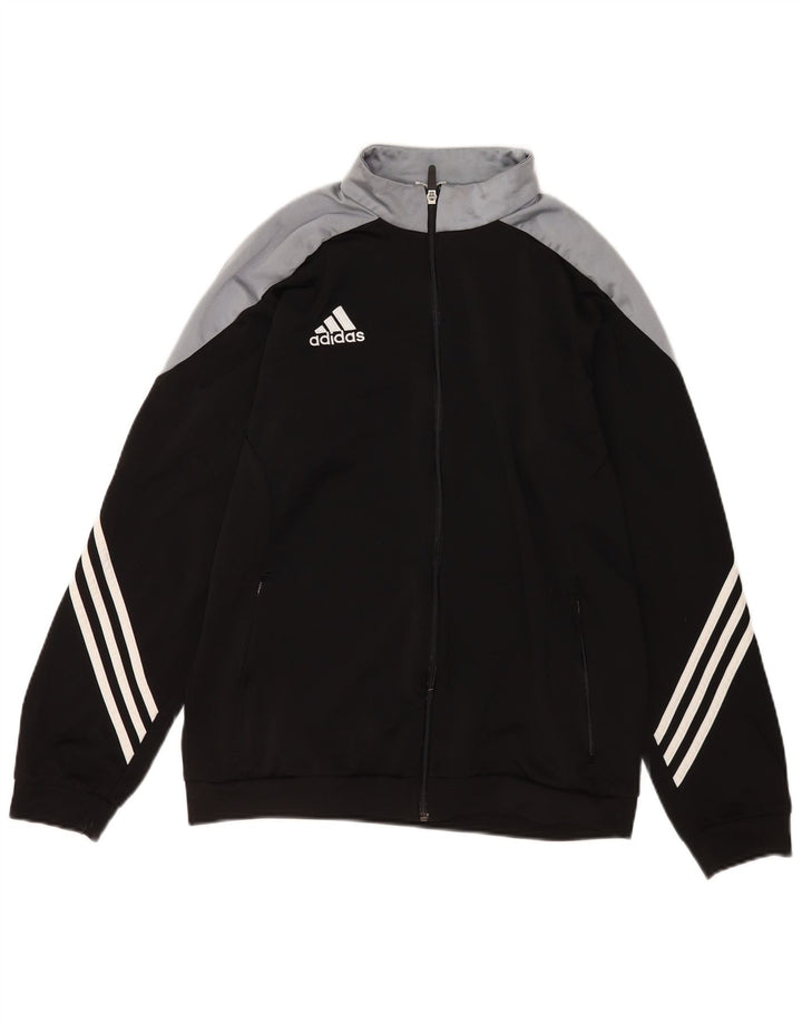 Adidas Mens Tracksuit Top Jacket Large Black Colourblock Polyester
