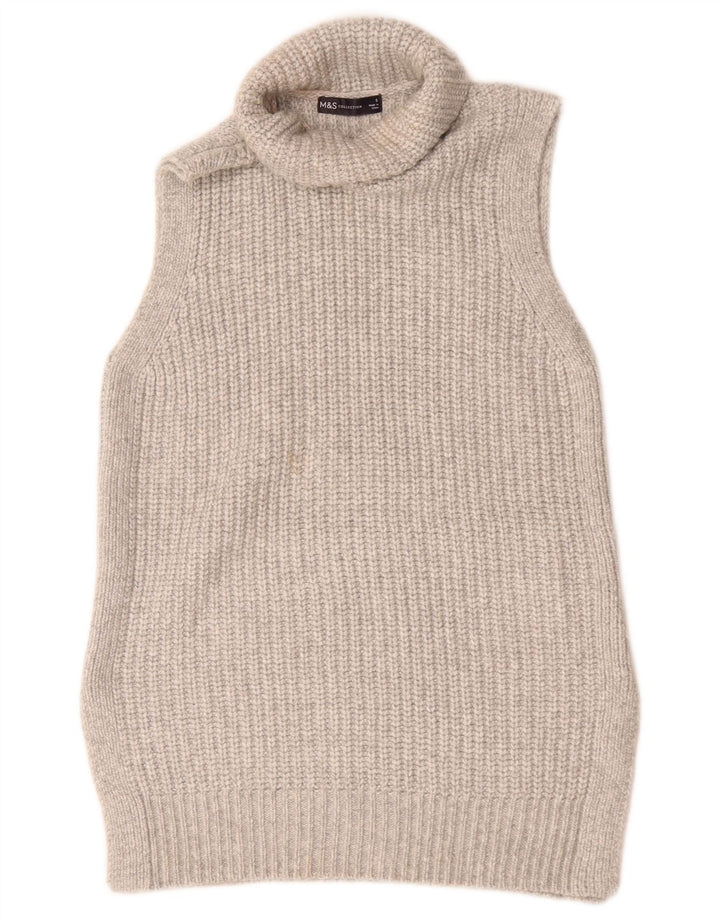 Canotta da donna Marks & Spencer con collo alto, UK 10, piccola, in poliestere grigio