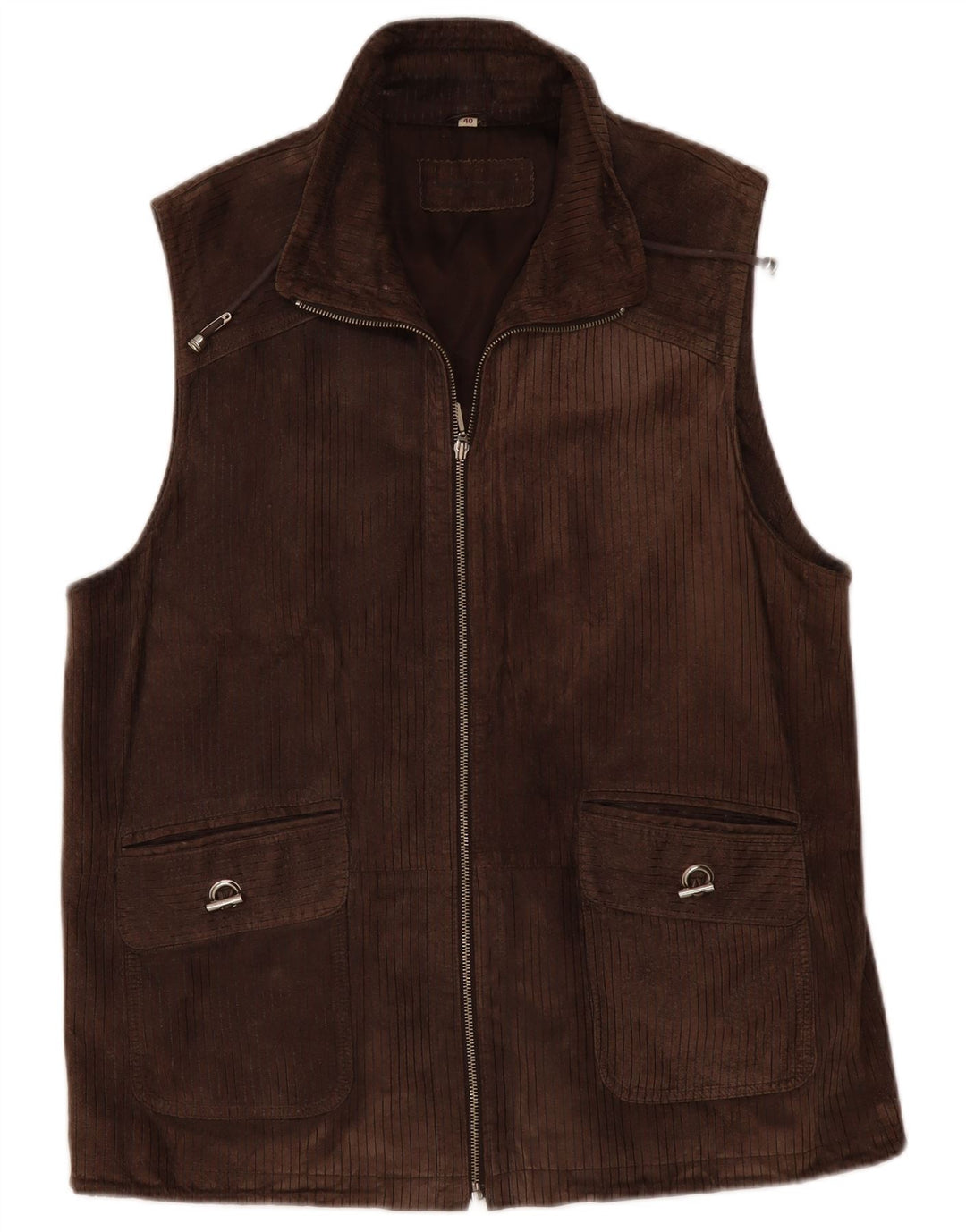 Gilet da uomo in pelle scamosciata VINTAGE UK 40 grande in pelle marrone