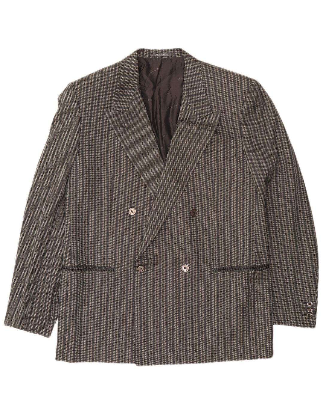 Giacca blazer doppiopetto da uomo Albert IT 52 XL seta a righe grigie