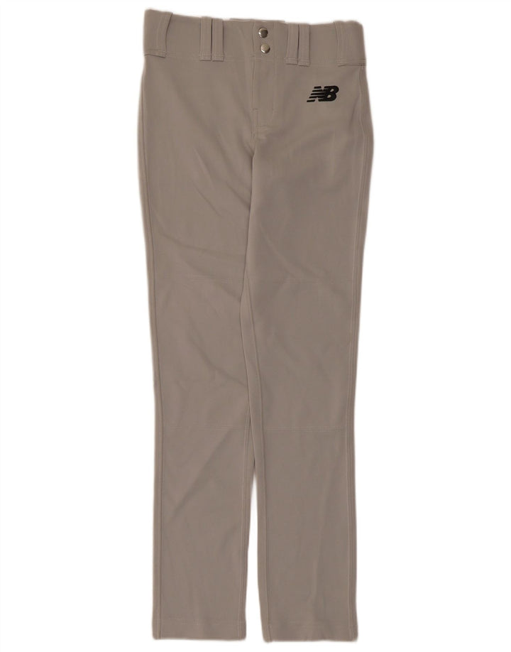 Pantaloni casual slim da ragazzo New Balance 15-16 anni medi W28 poliestere grigio