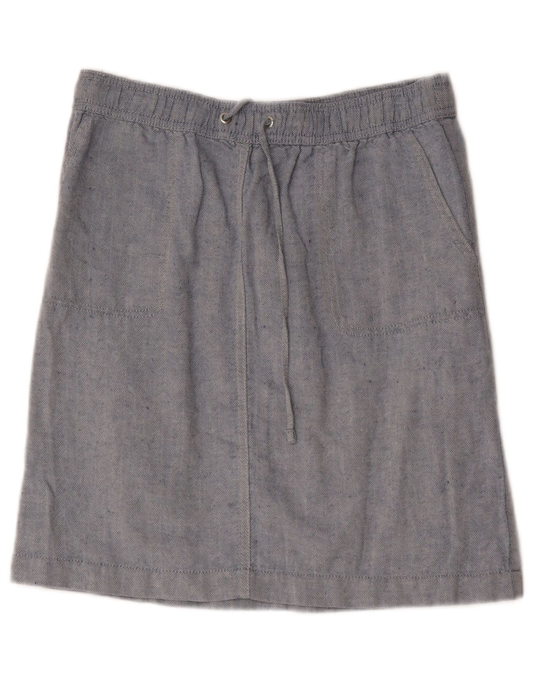 Gonna longuette da donna Marks & Spencer UK 10 piccola W30 lino blu a spina di pesce