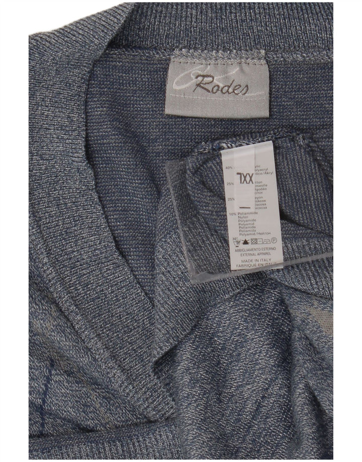 Maglione cardigan da uomo Rodes 2XL Blu Argyle/Acrilico diamante
