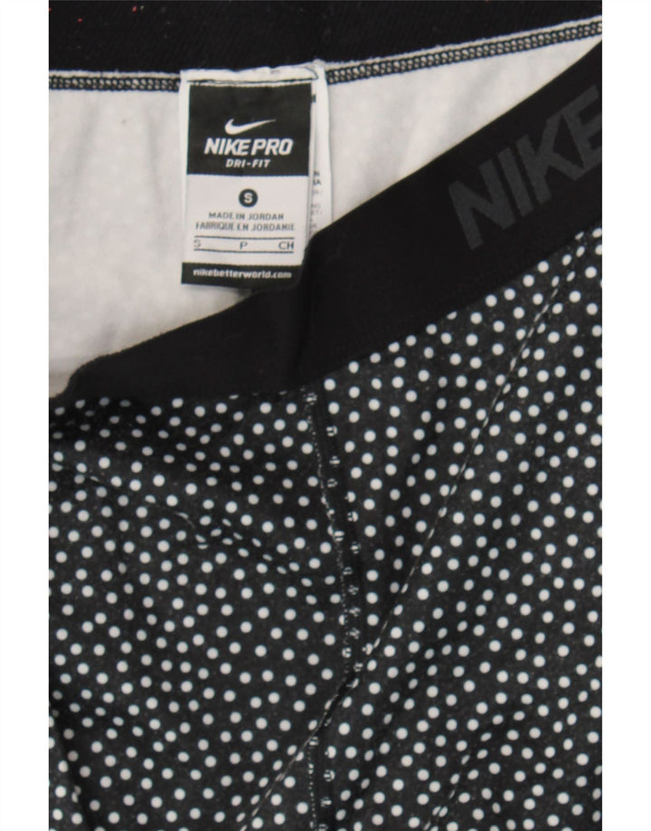 NIKE Womens Dri Fit Graphic Leggings UK 8 Small  Black Spotted Polyester Vintage Nike and Second-Hand Nike from Messina Hembry 