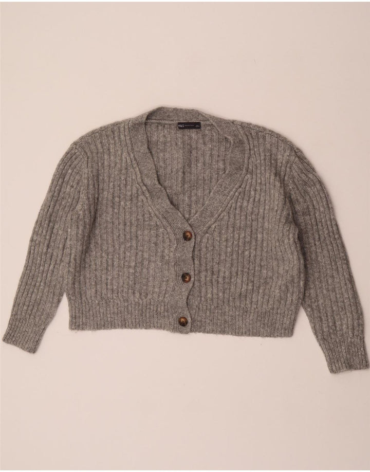 Maglione cardigan oversize corto da donna Marks & Spencer UK 16 grande grigio