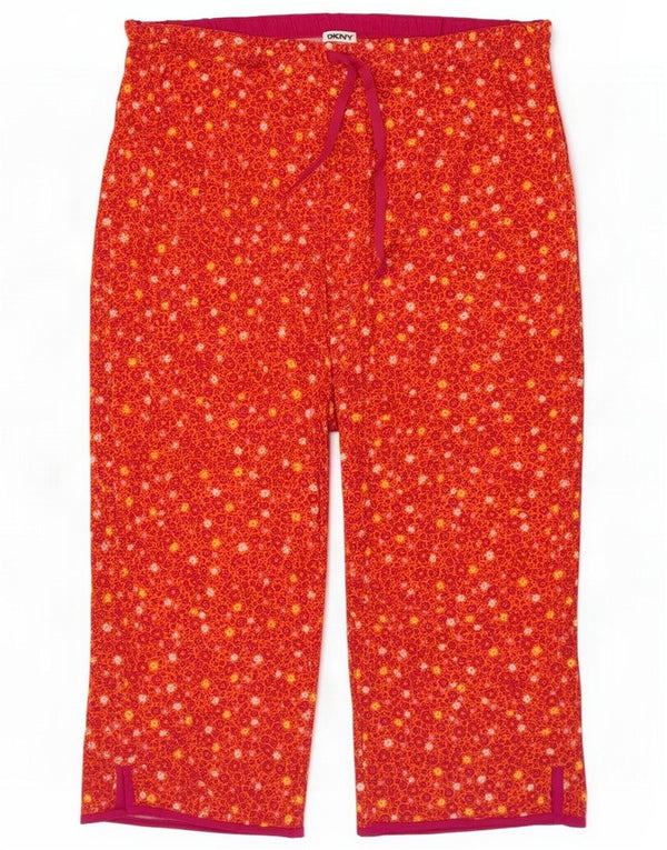 Dkny Pantaloni capri da donna vestibilità rilassata grandi W34 L21 Rosso floreale