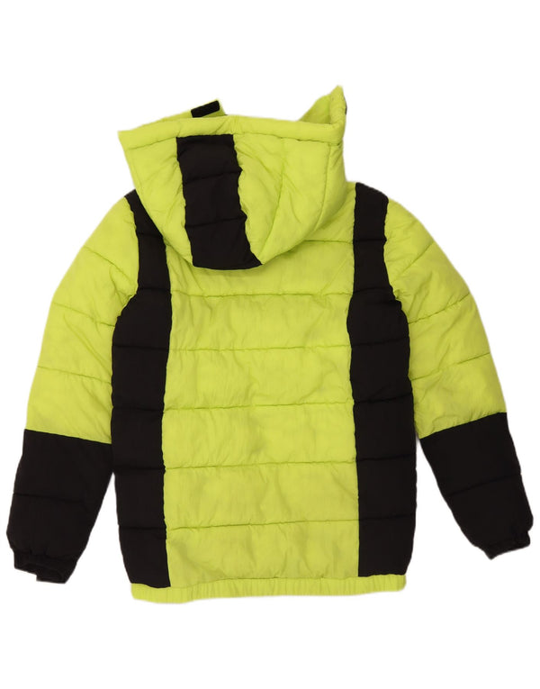 Giacca imbottita con cappuccio grafico Guess da ragazzo 15-16 anni Colore verde a blocchi