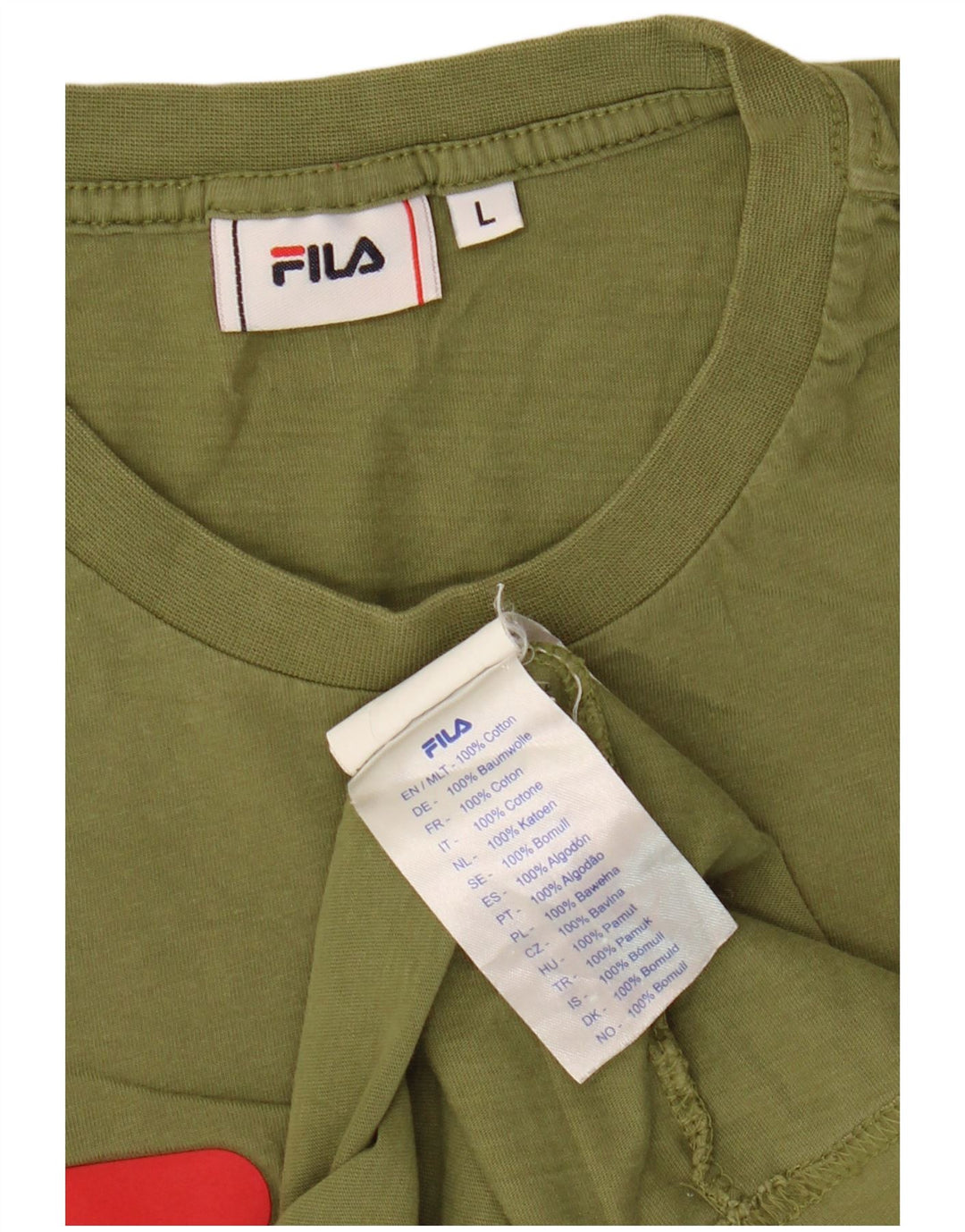 T-shirt grafica da uomo Fila Top grande in cotone kaki