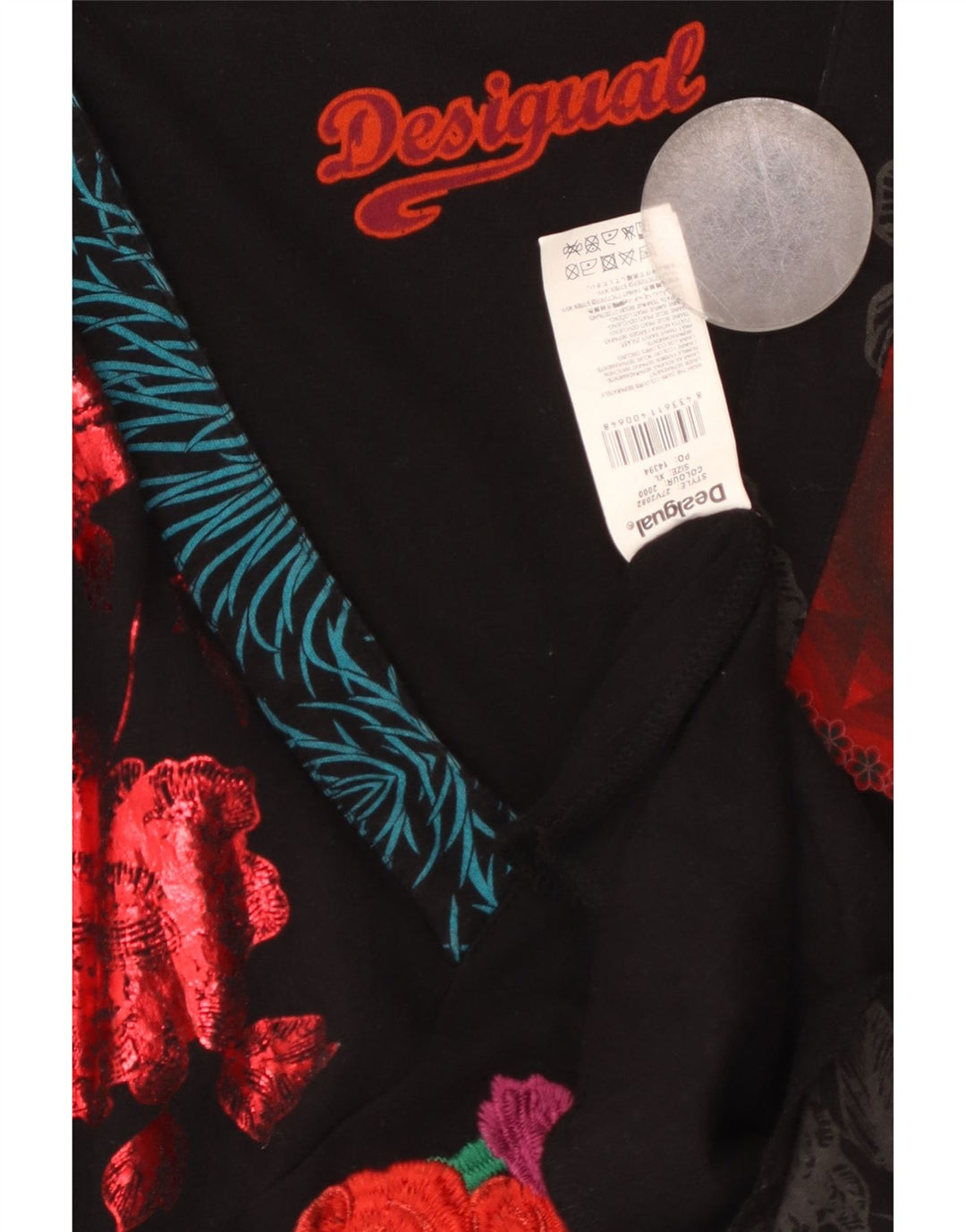 DESIGUAL Abito da donna a maniche lunghe con grafica grafica A-Line UK 18 XL Nero floreale