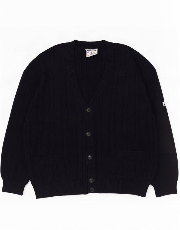 Maglione cardigan da uomo Navigare XL in lana blu navy