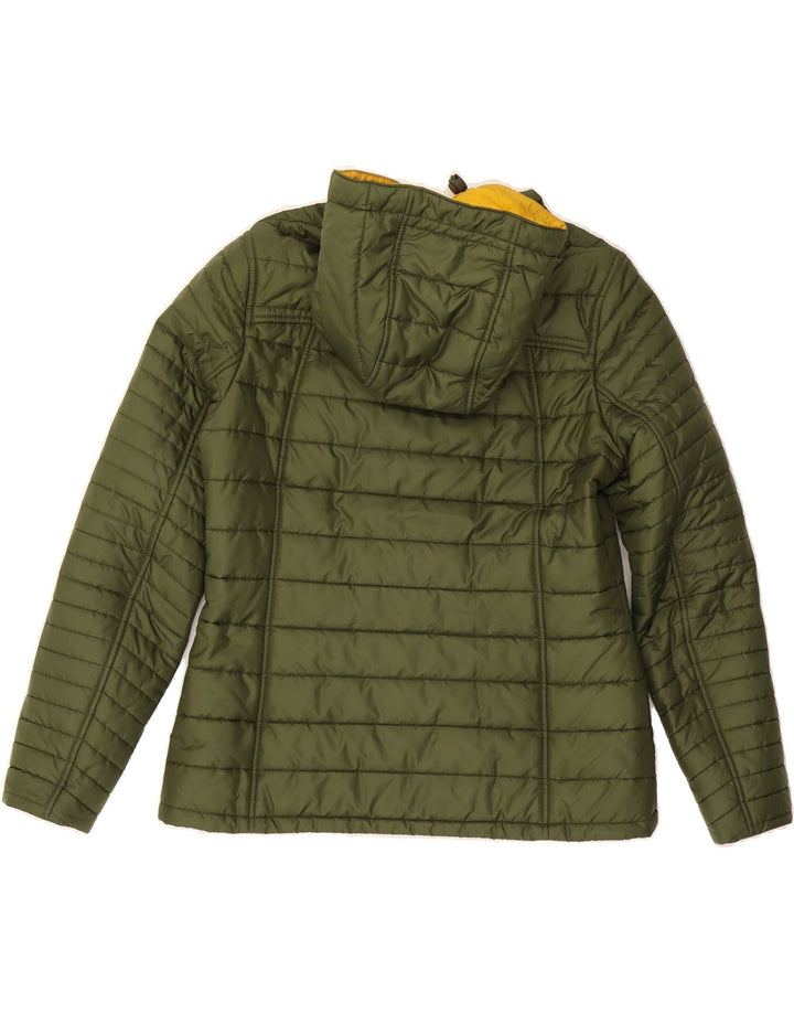 BARBOUR Womens Hooded Padded Jacket UK 14 Large  Khaki Vintage Barbour and Second-Hand Barbour from Messina Hembry 