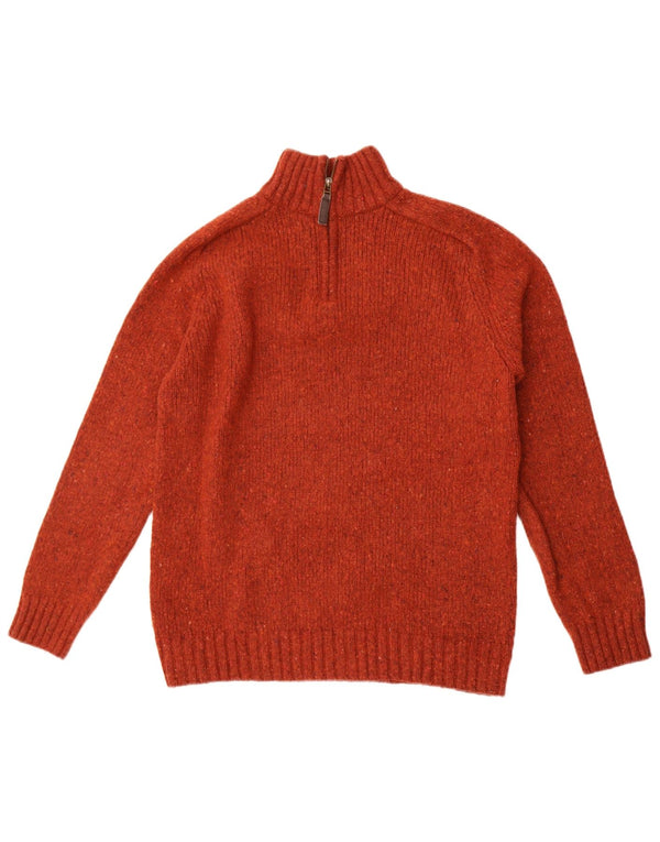 Maglione da uomo con collo con zip John Lewis, lana merino chiazzata marrone medio