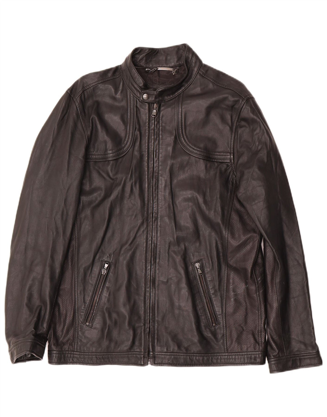 VINTAGE Mens Leather Jacket UK 40 Large Black Leather