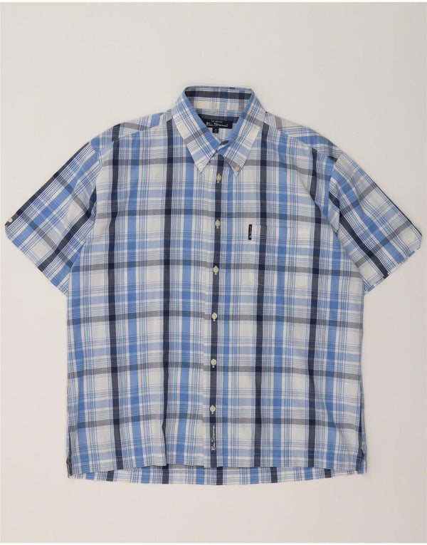 Camicia a maniche corte da uomo Ben Sherman in cotone a quadri blu grandi