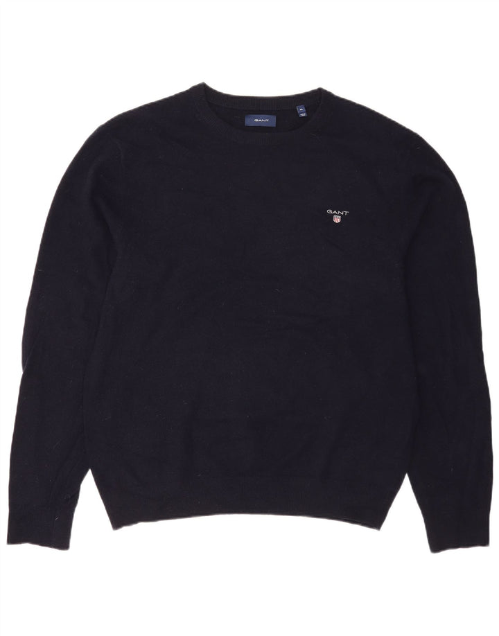 Gant Maglione da uomo con scollo a barca XL in lana blu navy