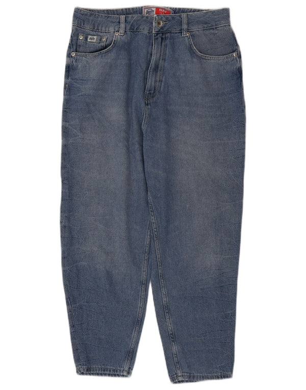 Jeans slim crop a vita alta rubino da donna Superdry W30 L24 cotone blu