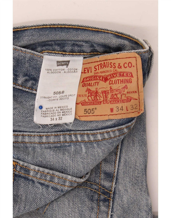Levi's Uomo 505 Jeans dritti effetto consumato W34 L32 Cotone Blu