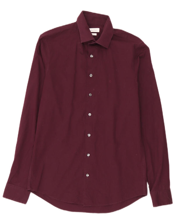 Camicia slim fit da uomo Calvin Klein taglia 38 15 cotone bordeaux medio