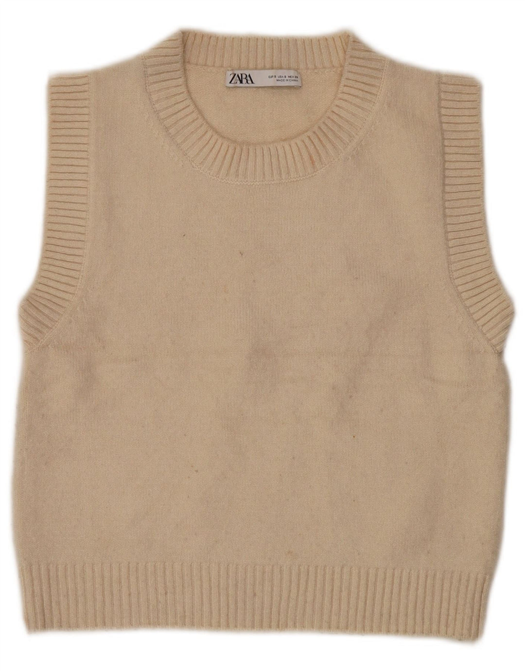 Canotta corta da donna Zara UK 10 piccola Beige