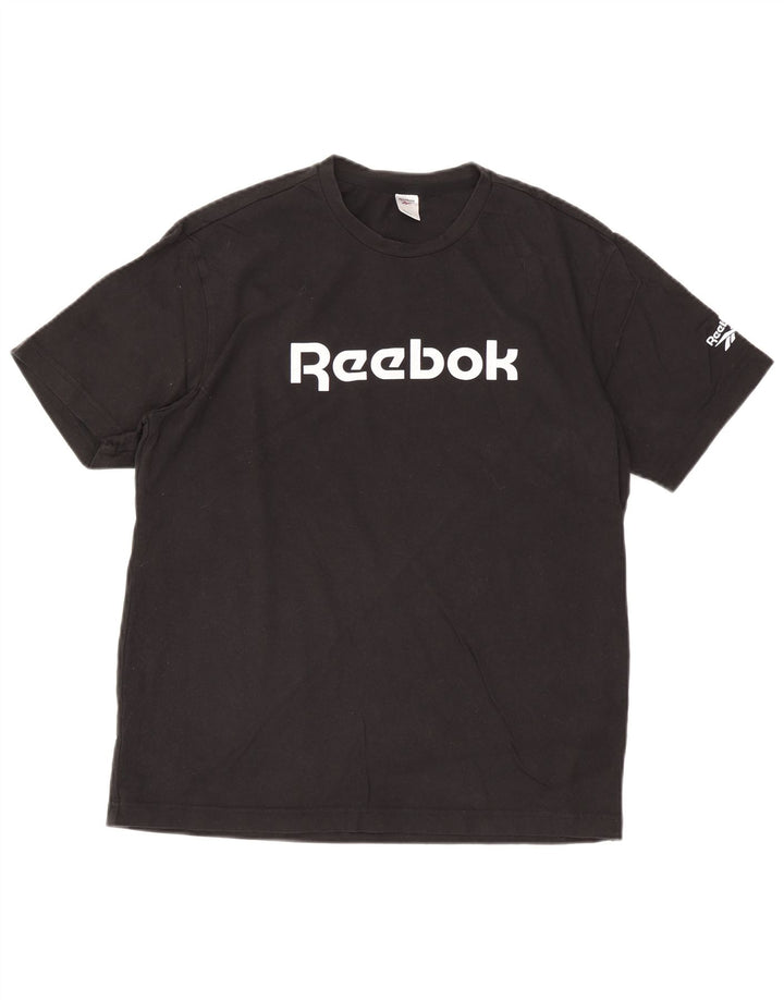 T-shirt grafica da uomo Reebok Top grande in cotone nero
