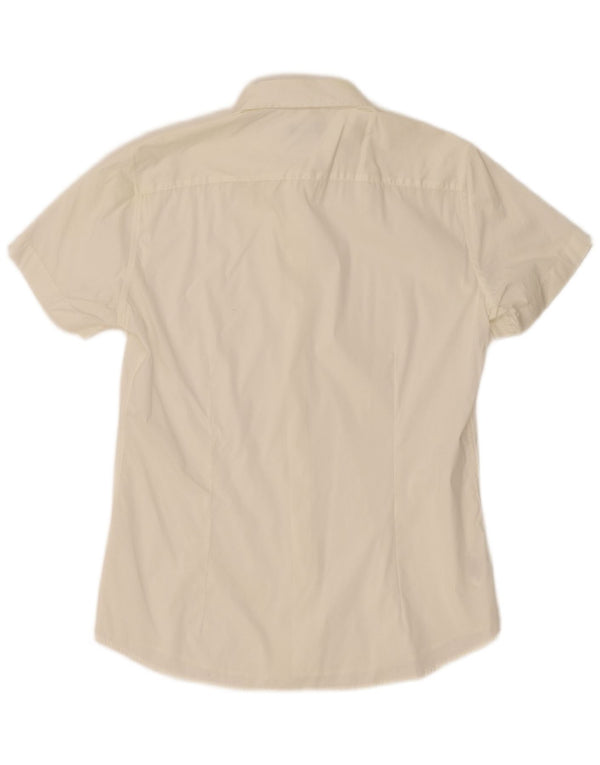 Camicia Benetton Uomo Manica Corta Large Cotone Bianco