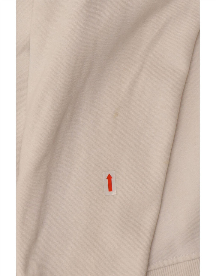 Guess Top grafico da uomo a maniche lunghe in cotone color block bianco medio