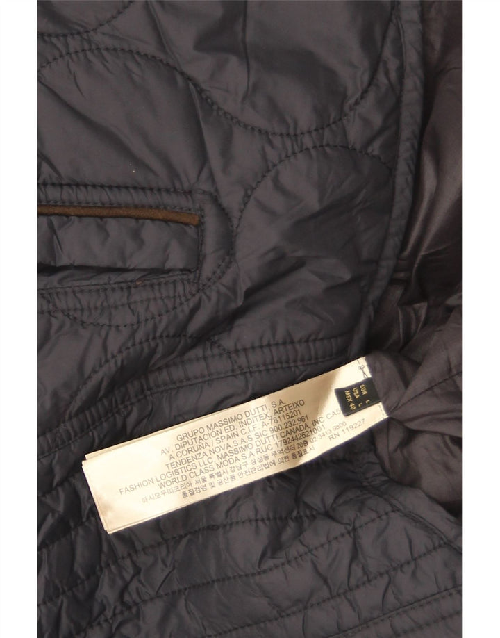 Giacca trapuntata da uomo Massimo Dutti UK 40 Large in nylon blu navy