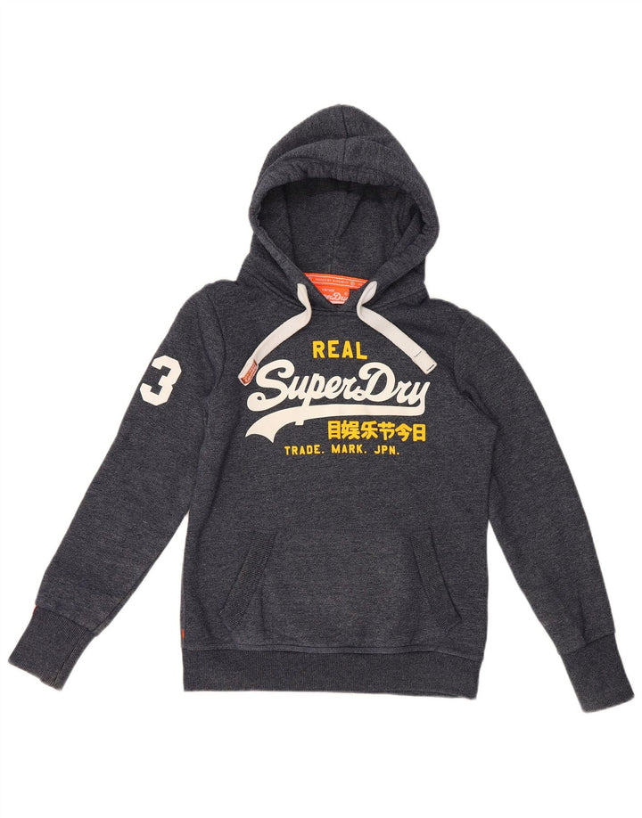 Maglione con cappuccio grafico da uomo Superdry in cotone blu navy medio