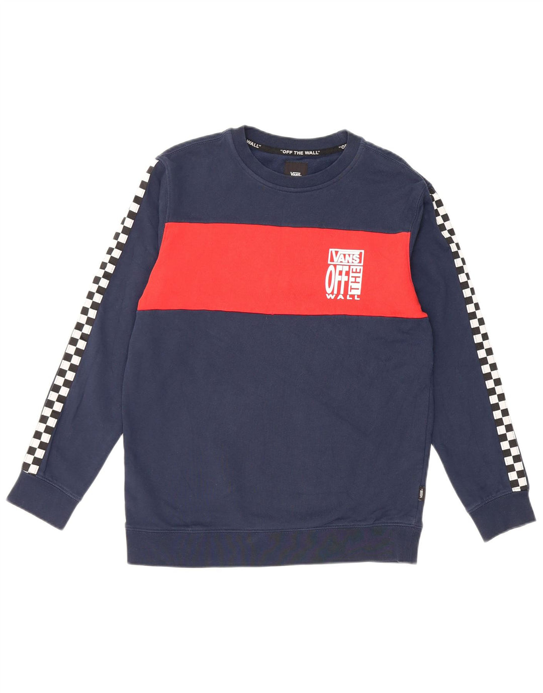 Felpa con grafica da donna Vans, maglione UK 14, grande, colore blu navy