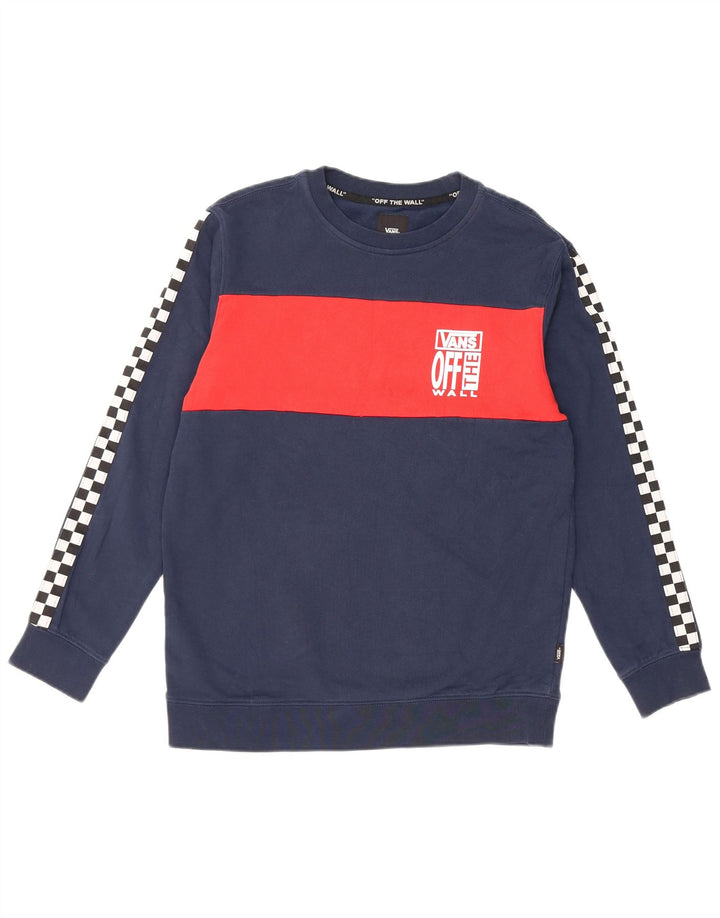 Felpa con grafica da donna Vans, maglione UK 14, grande, colore blu navy