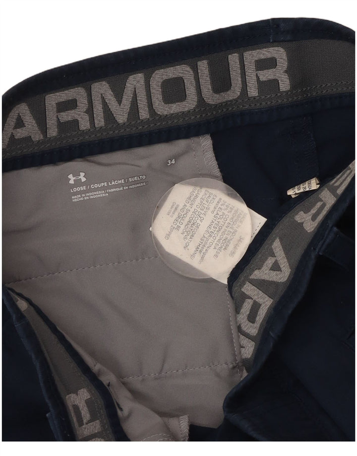 UNDER ARMOUR Mens Chino Shorts W34 Large Navy Blue Cotton
