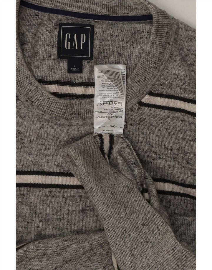 Maglione da uomo girocollo Gap in cotone a righe grandi grigie