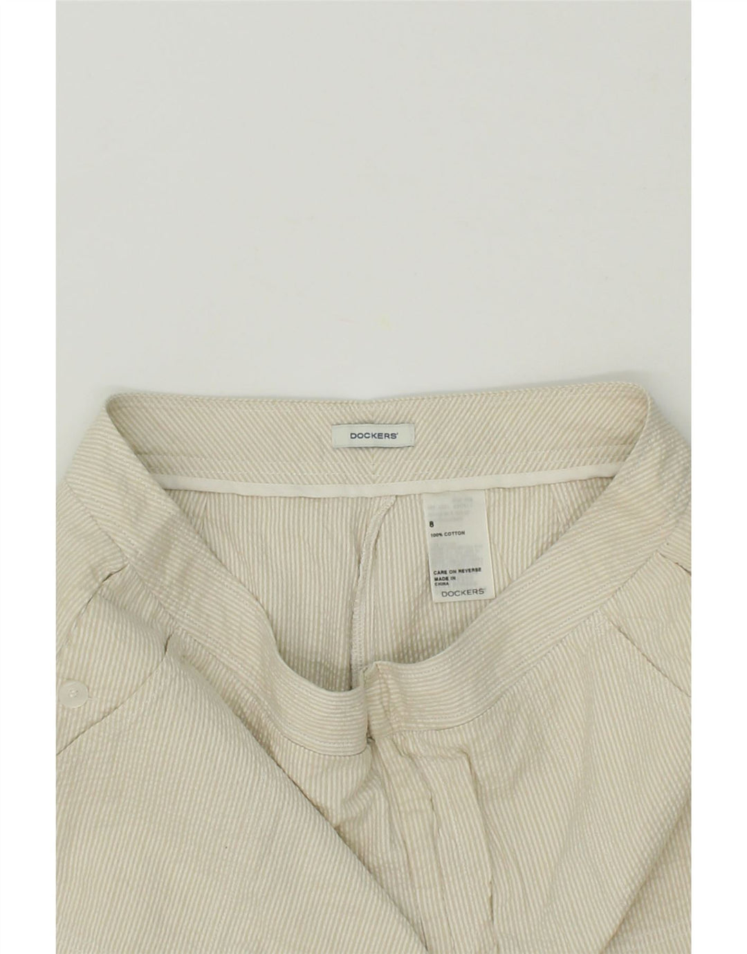 DOCKERS Womens A-Line Skirt US 8 Medium W30  Beige Pinstripe Cotton Vintage Dockers and Second-Hand Dockers from Messina Hembry 